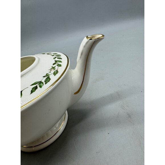 Vintage cameo rose Porcelain Teapot Floral Gold Accents White Roses Design READ - Picture 5 of 16